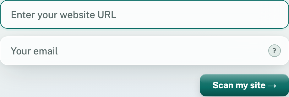The scan form: enter your website URL and email